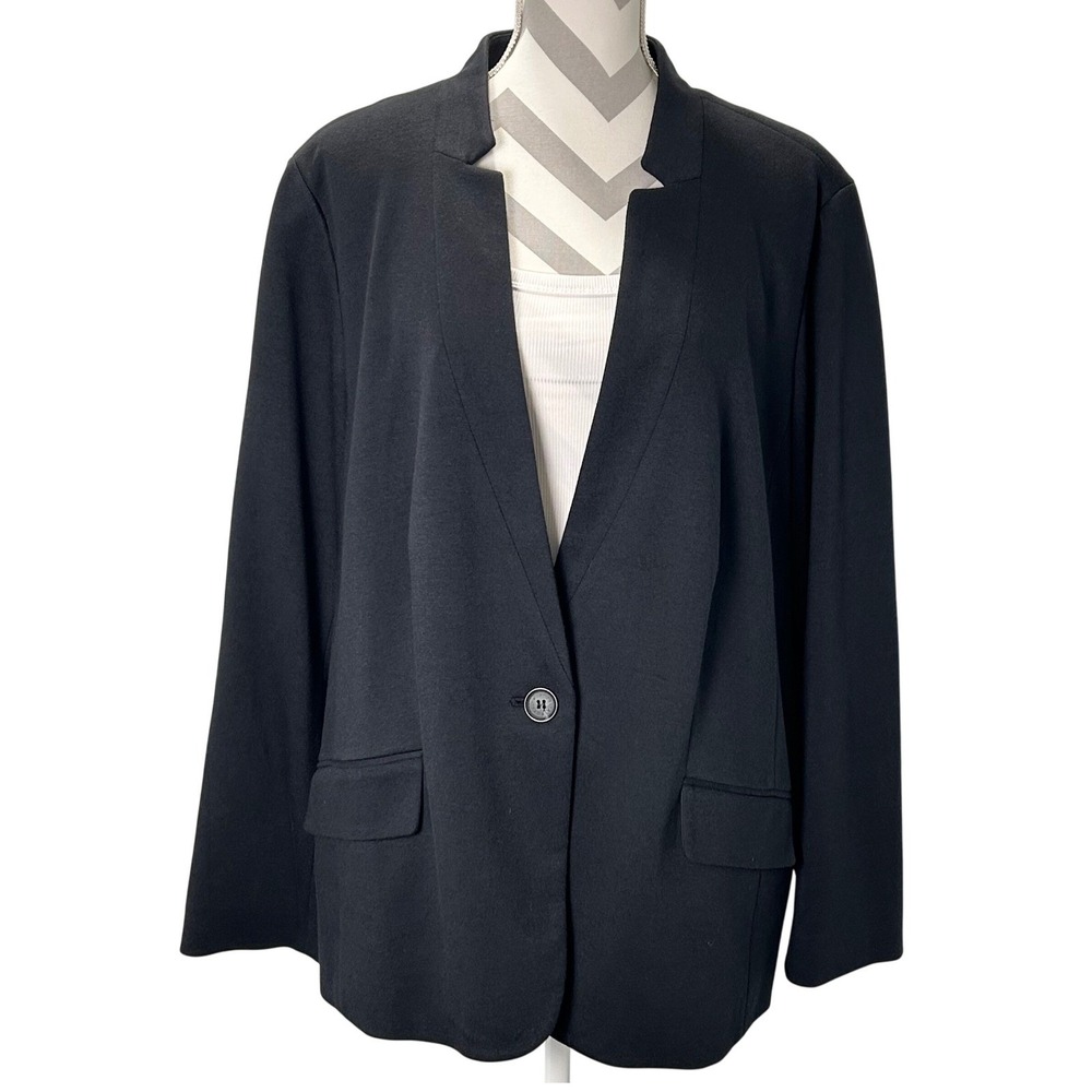 Talbots Aberdeen Woman Black Blazer Jacket Notch Collar Single Button 22W